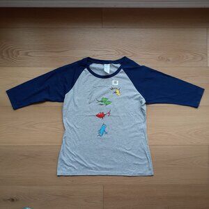 One Fish Two Fish Red Fish Blue Fish - New Navy Blue & Grey Baseball Tee T-Shirt